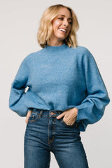 Bronson Mock Neck Sweater | Blue