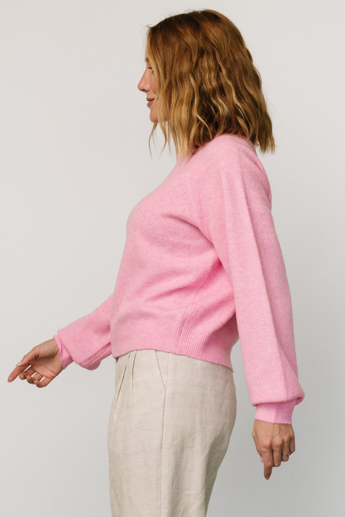 Bronson Mock Neck Sweater | Pink