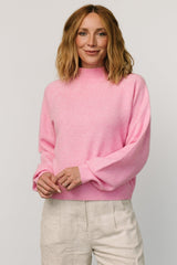Bronson Mock Neck Sweater | Pink