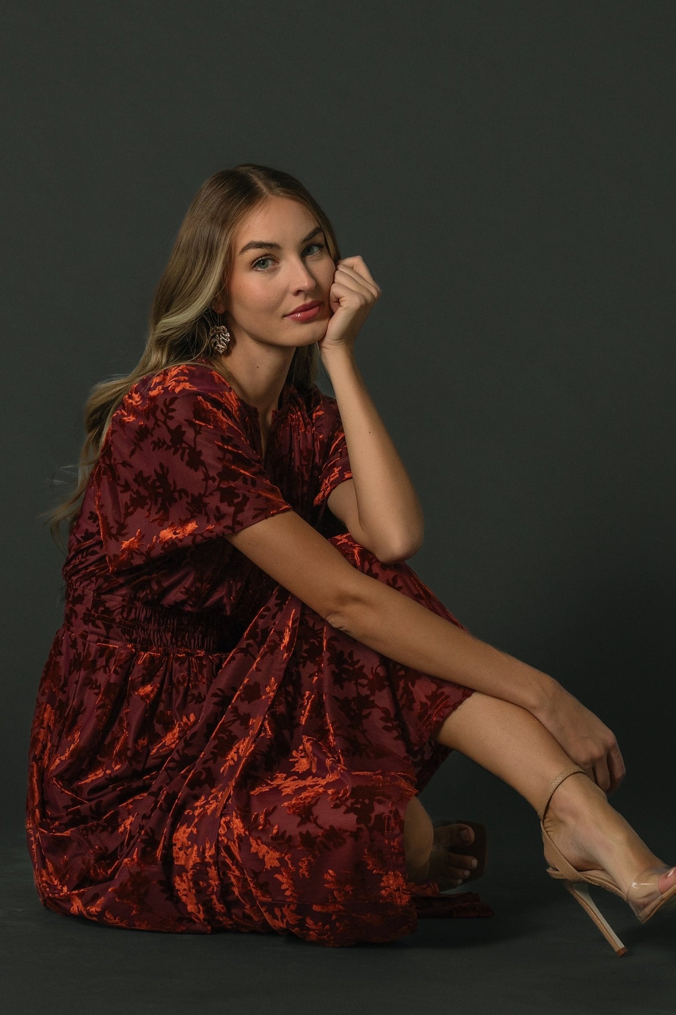 Bronwyn Velvet Dress | Rust