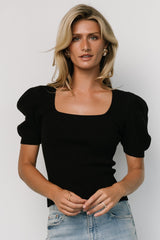Brynlee Sweater Top | Black