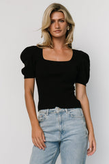 Brynlee Sweater Top | Black