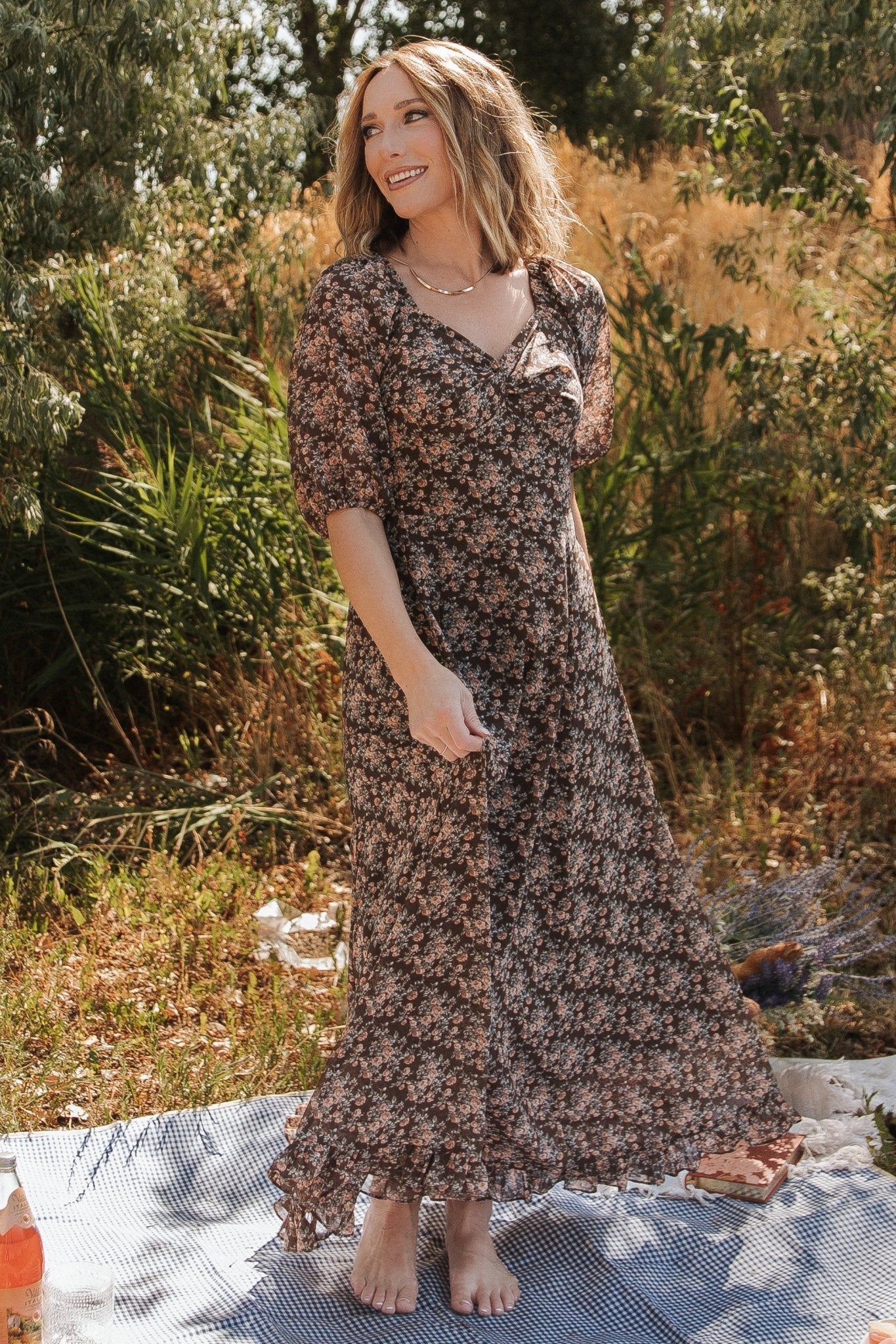 Camryn Maxi Dress | Brown Floral