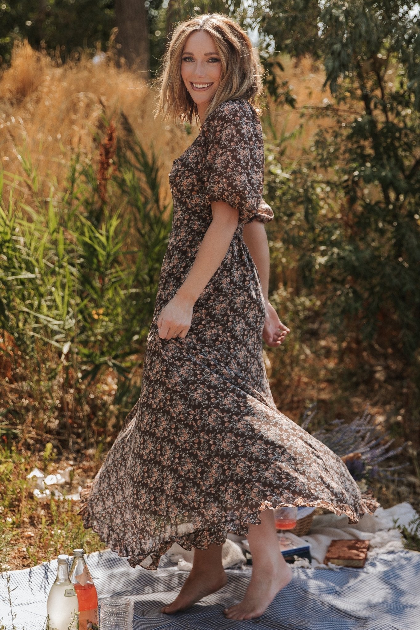 Camryn Maxi Dress | Brown Floral