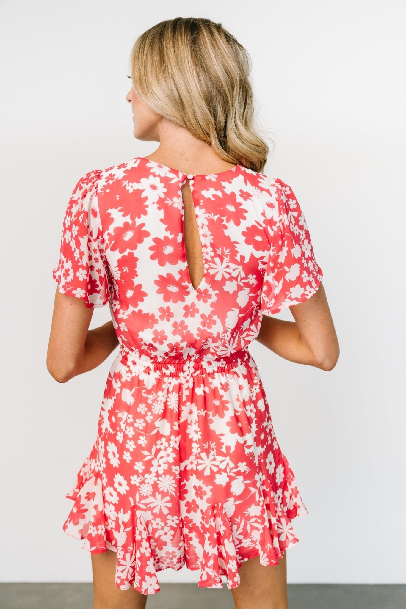 Candy Romper | Coral + White Floral