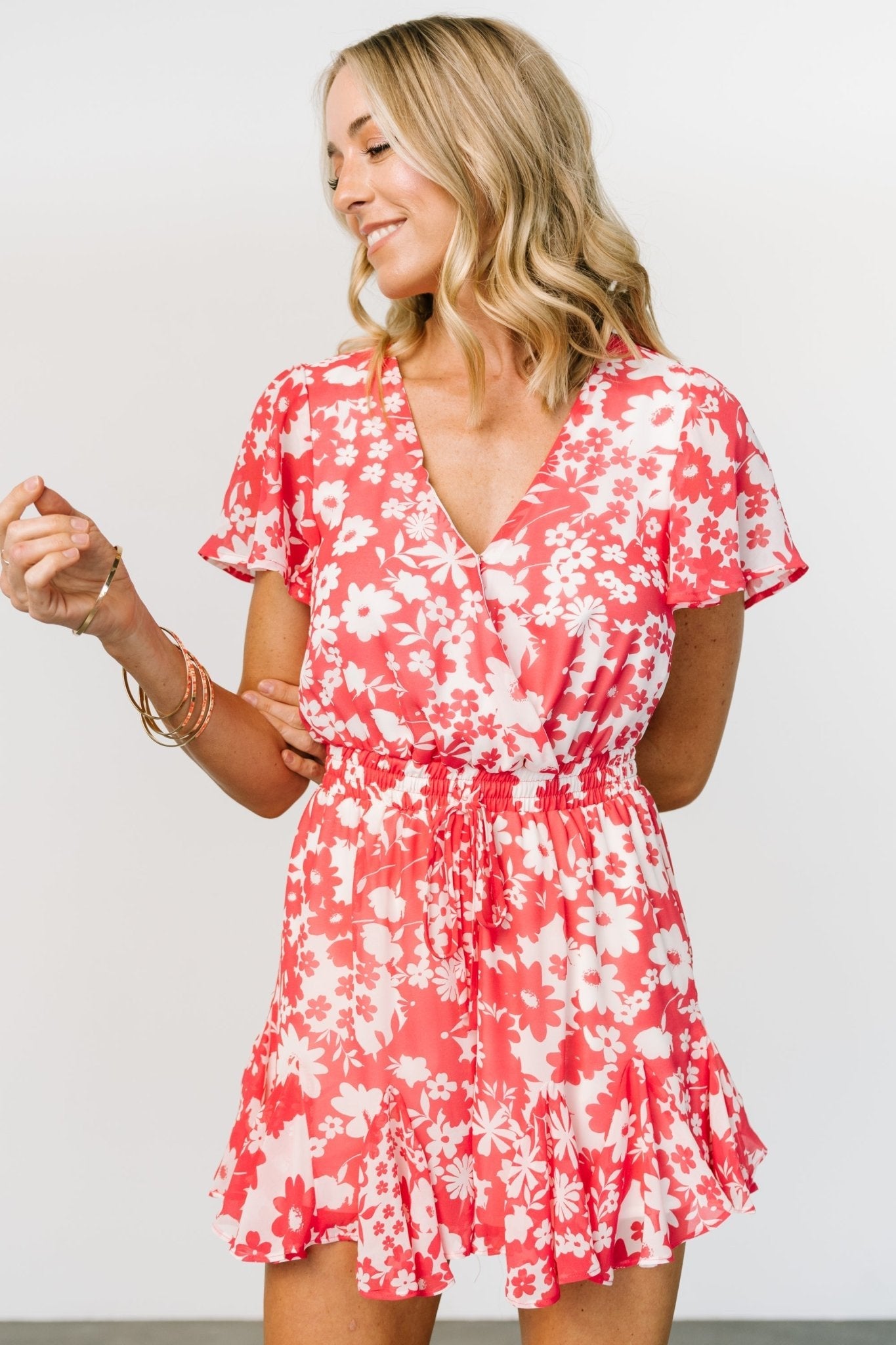 Candy Romper | Coral + White Floral