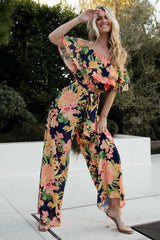 Capistrano Ruffle Jumpsuit | Navy Floral