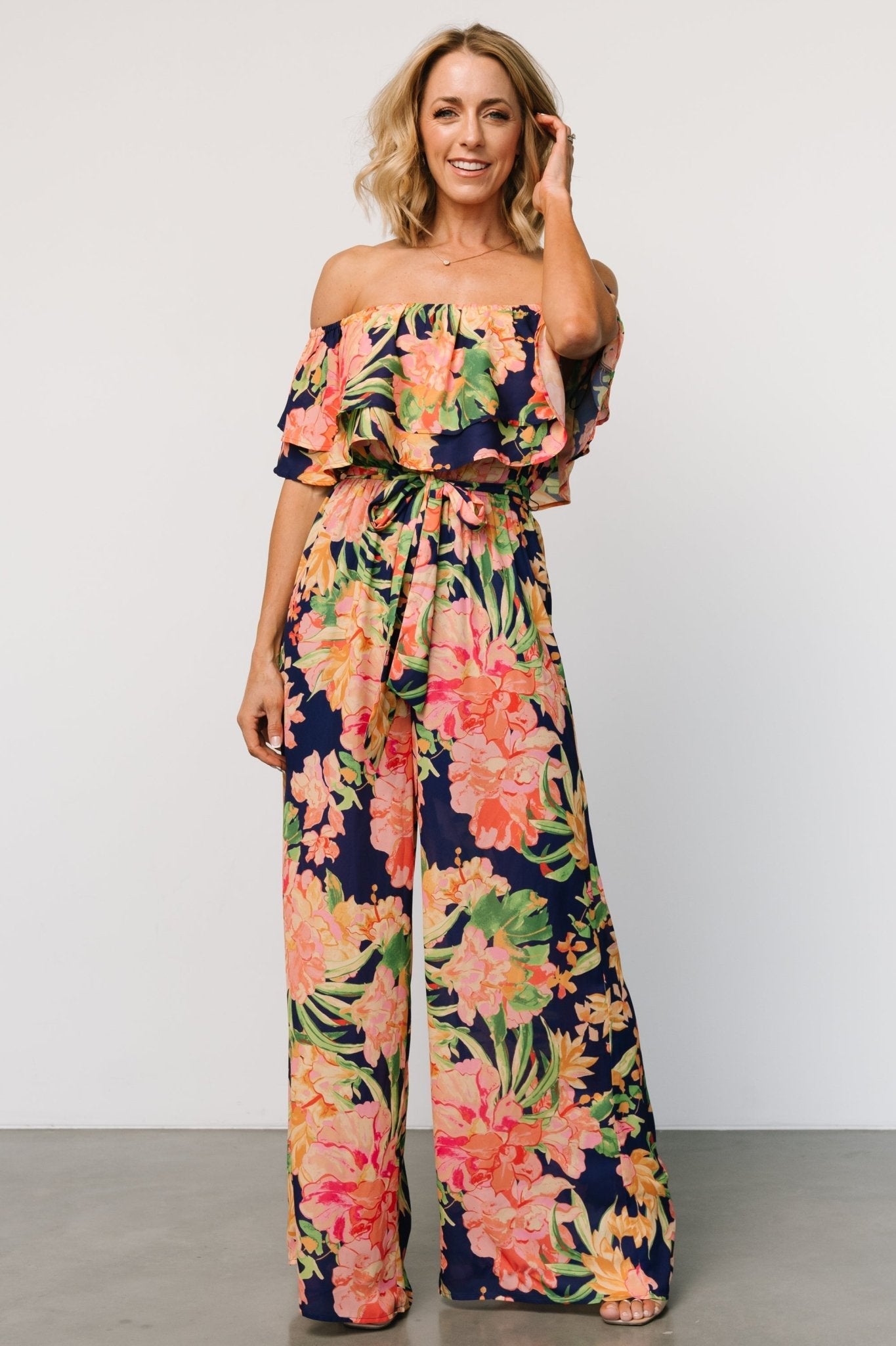 Capistrano Ruffle Jumpsuit | Navy Floral