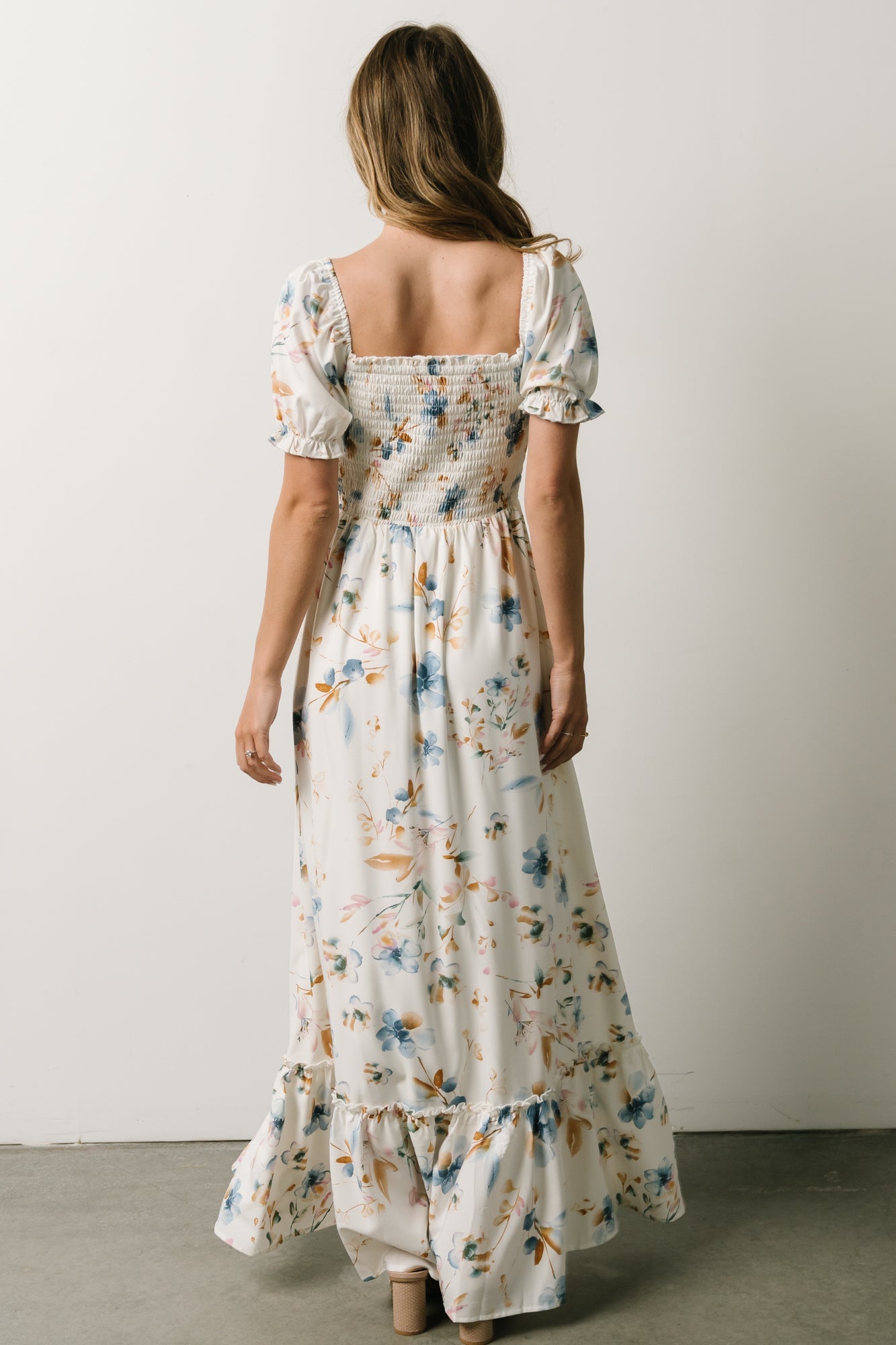 Capri Smocked Maxi Dress | White Multi Print