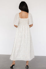 Carah Tie Dress | Off White + Gold Floral