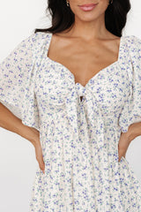 Carah Tie Dress | Off White + Lavender Floral