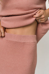 Carey Waffle Midi Skirt | Rose