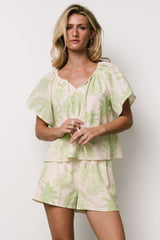 Carlina Set | Cream + Green Print