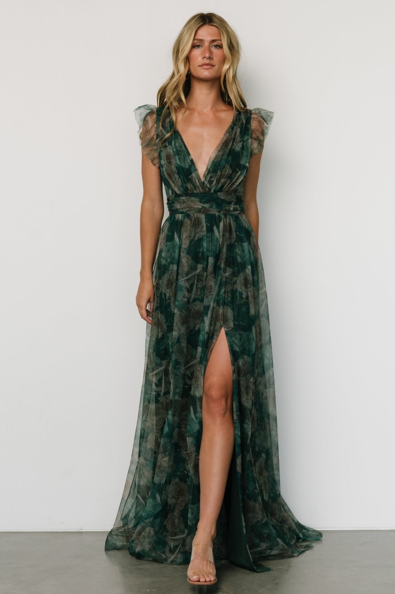 Carmine Maxi Dress | Green Floral