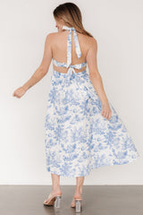 Carolyn Halter Midi Dress | White + Blue