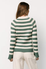 Carrie Striped Sweater | Teal + Ivory