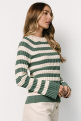 Carrie Striped Sweater | Teal + Ivory