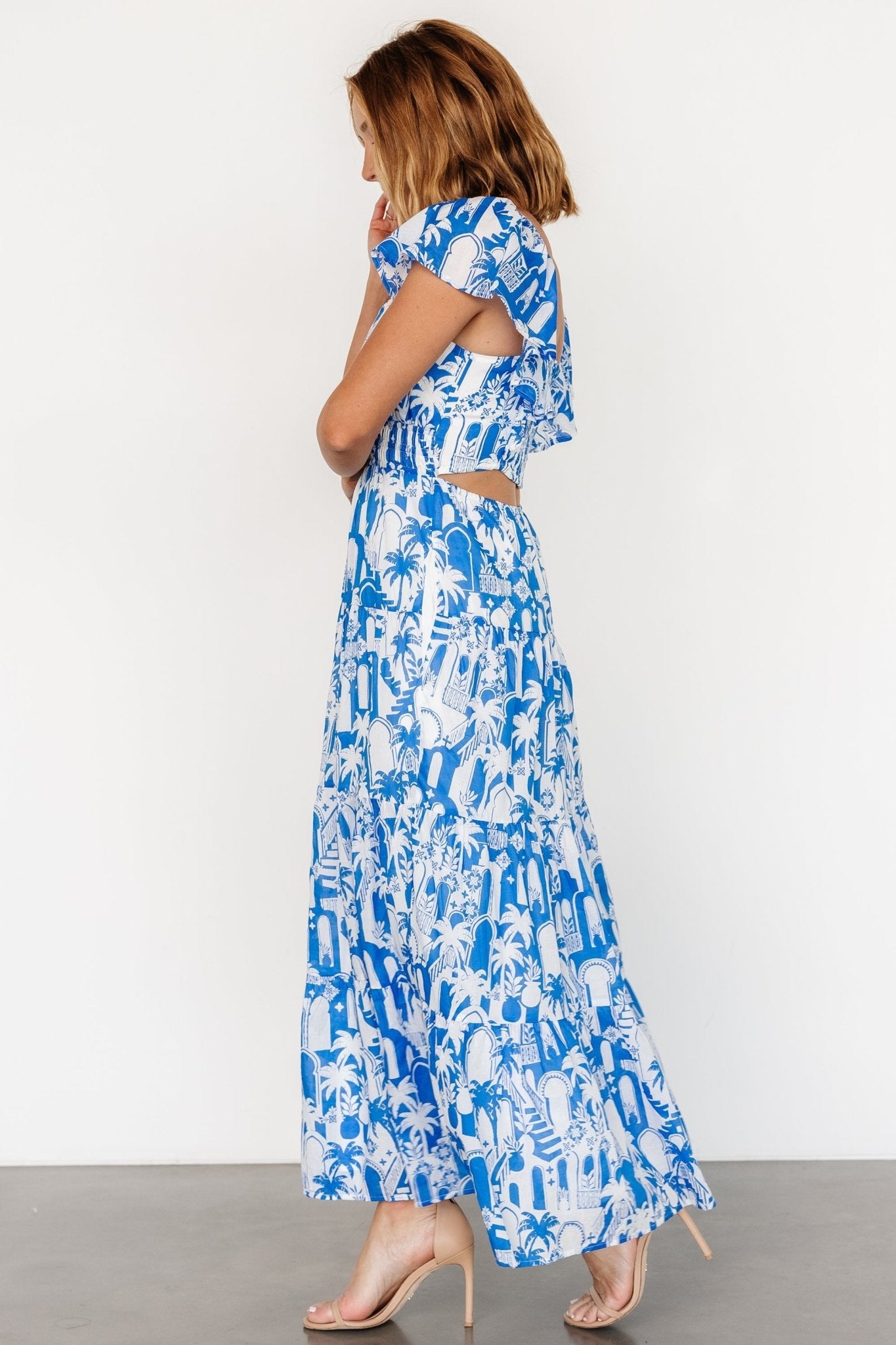 Catira Maxi Dress | Blue + White