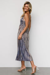 Cecilia Pleated Dress | Blue Shimmer