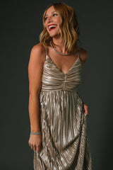 Cecilia Pleated Dress | Champagne