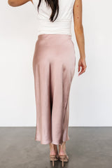 Celeste Satin Midi Skirt | Blush