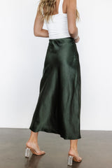 Celeste Satin Midi Skirt | Dark Green