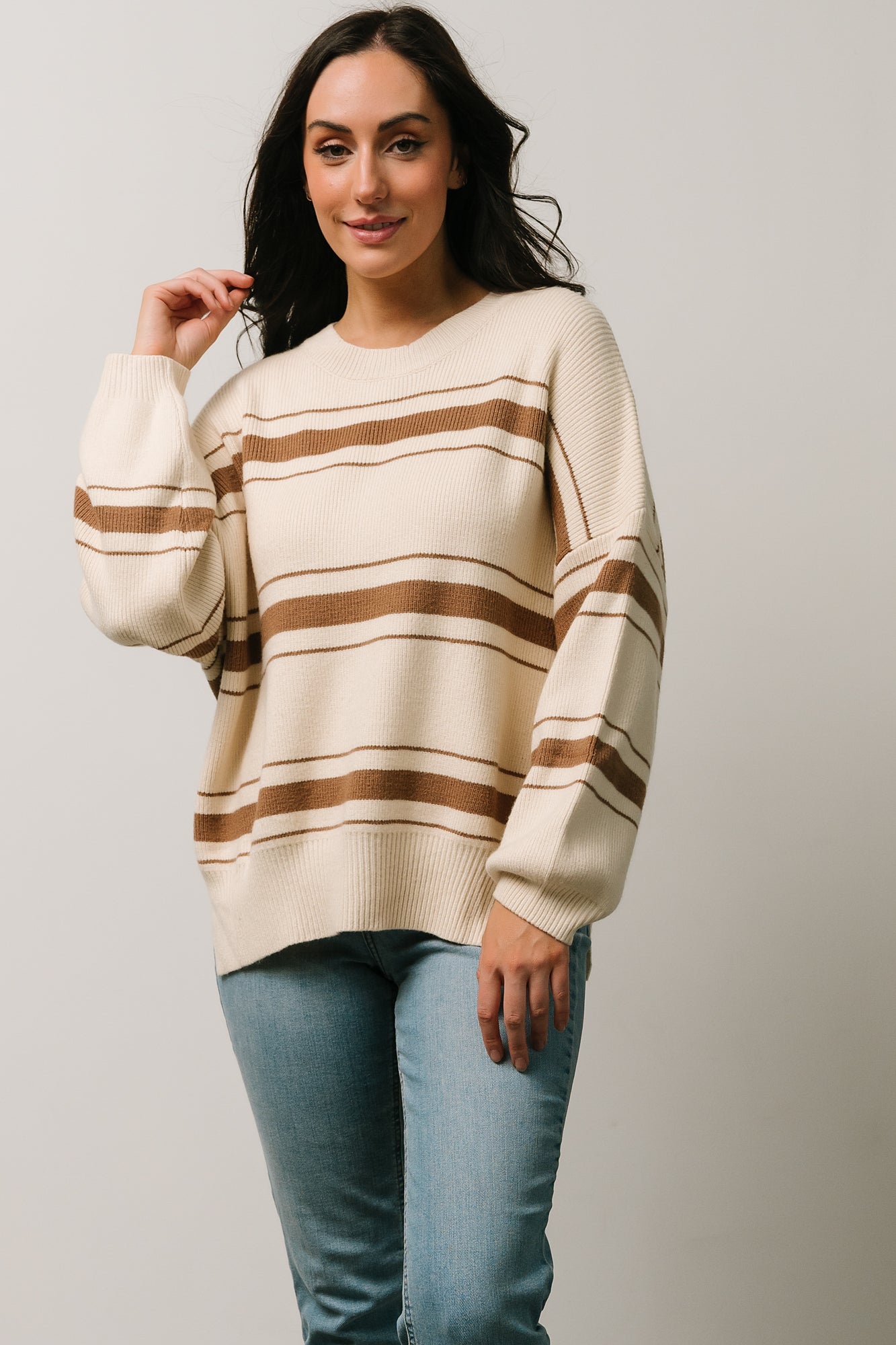 Charlie Striped Sweater | Taupe