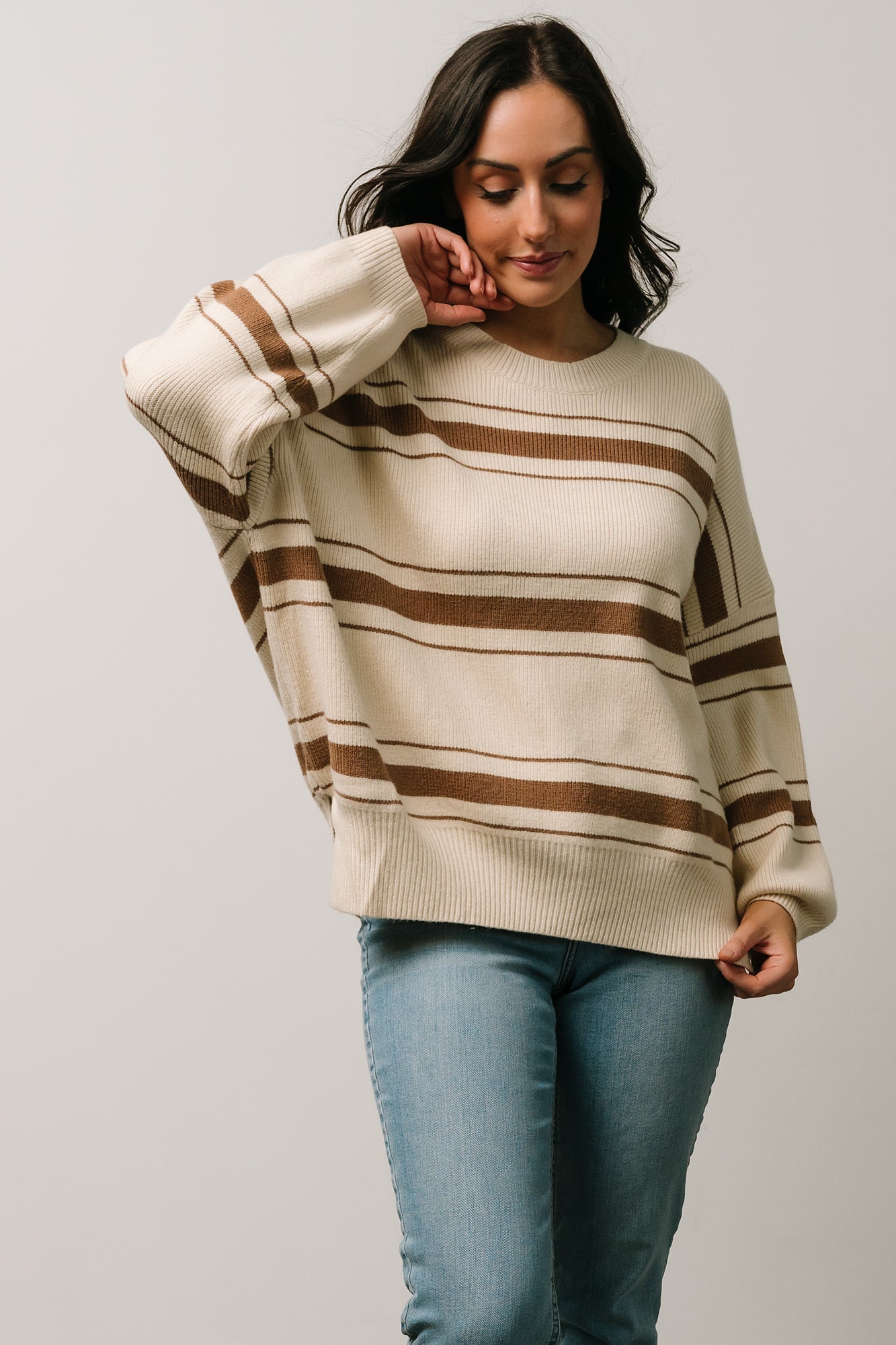 Charlie Striped Sweater | Taupe