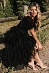 Cherise Tulle Tiered Dress | Black