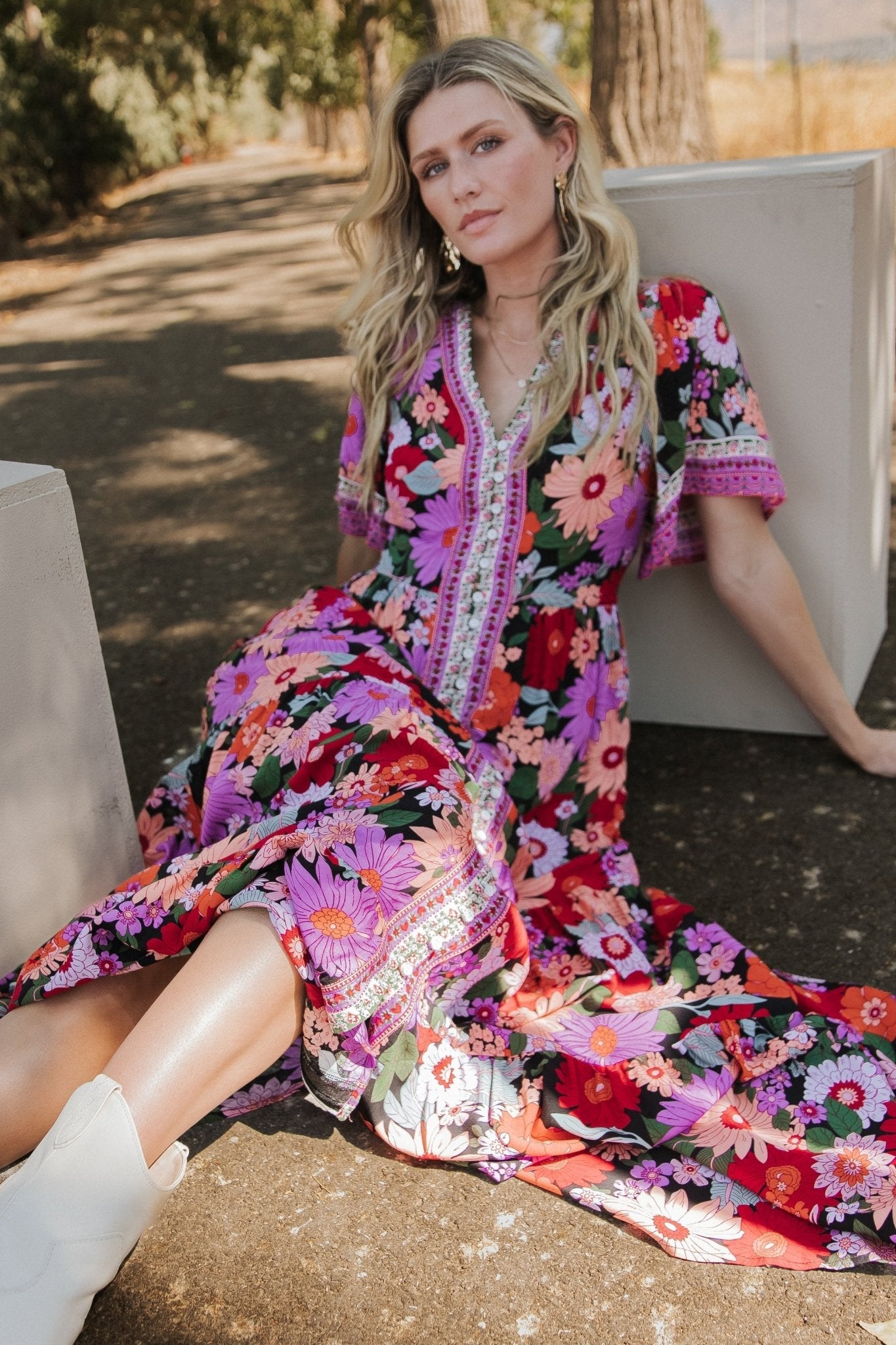 Cheryl Maxi Dress | Black Multi