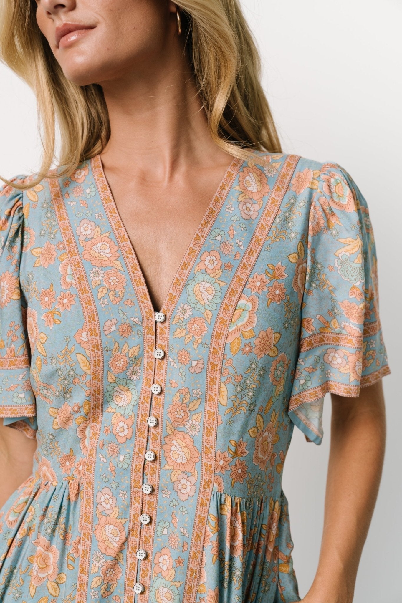 Cheryl Maxi Dress | Dusty Blue Floral