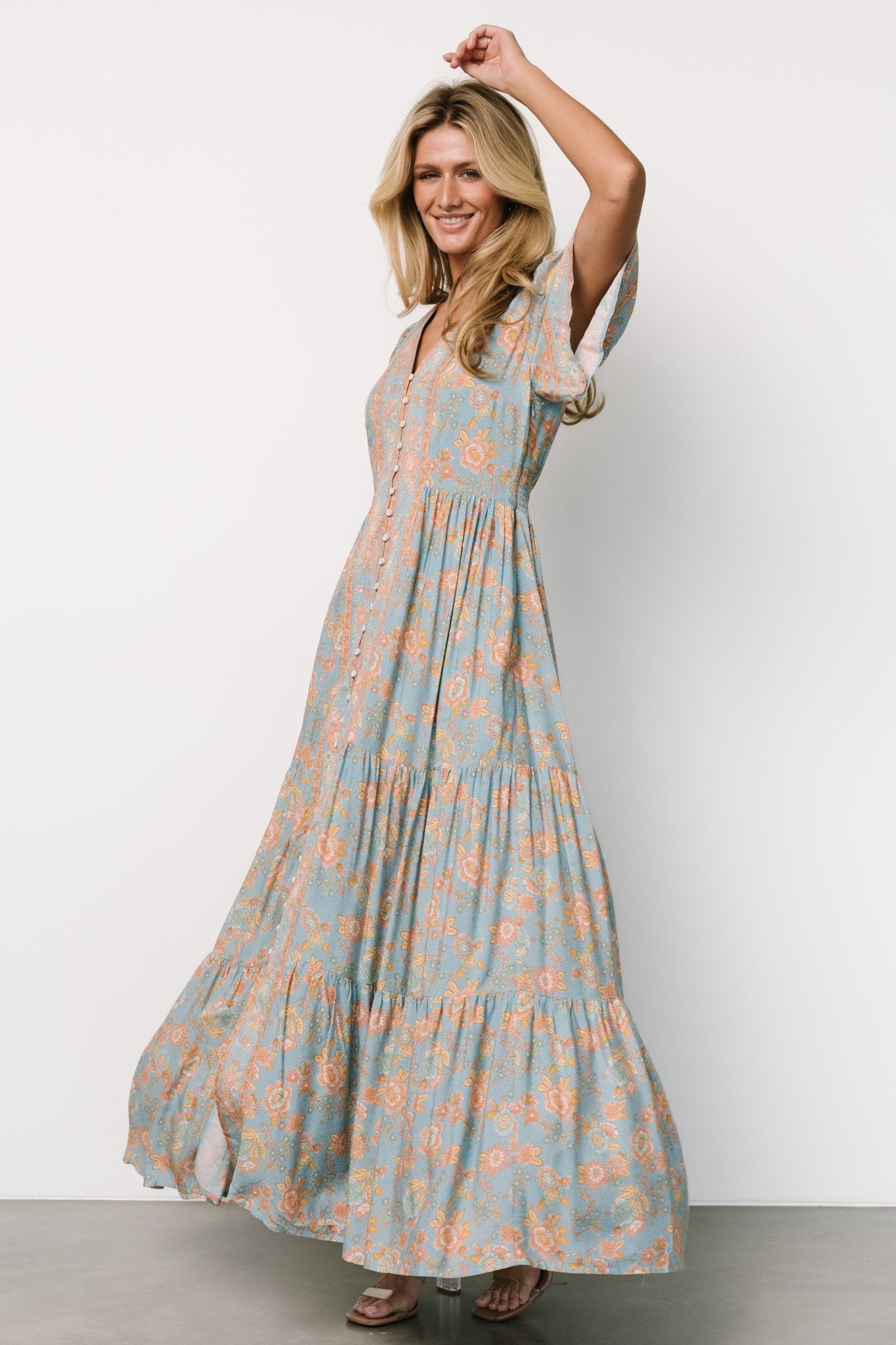 Cheryl Maxi Dress | Dusty Blue Floral
