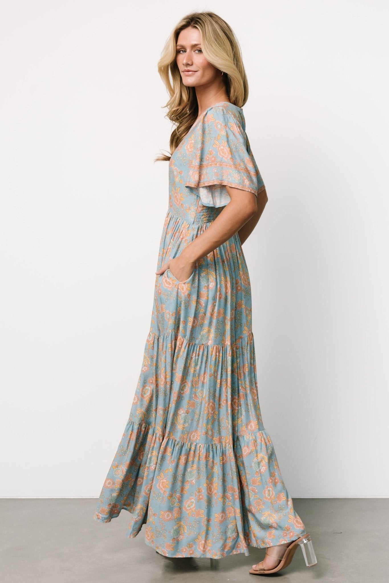 Cheryl Maxi Dress | Dusty Blue Floral