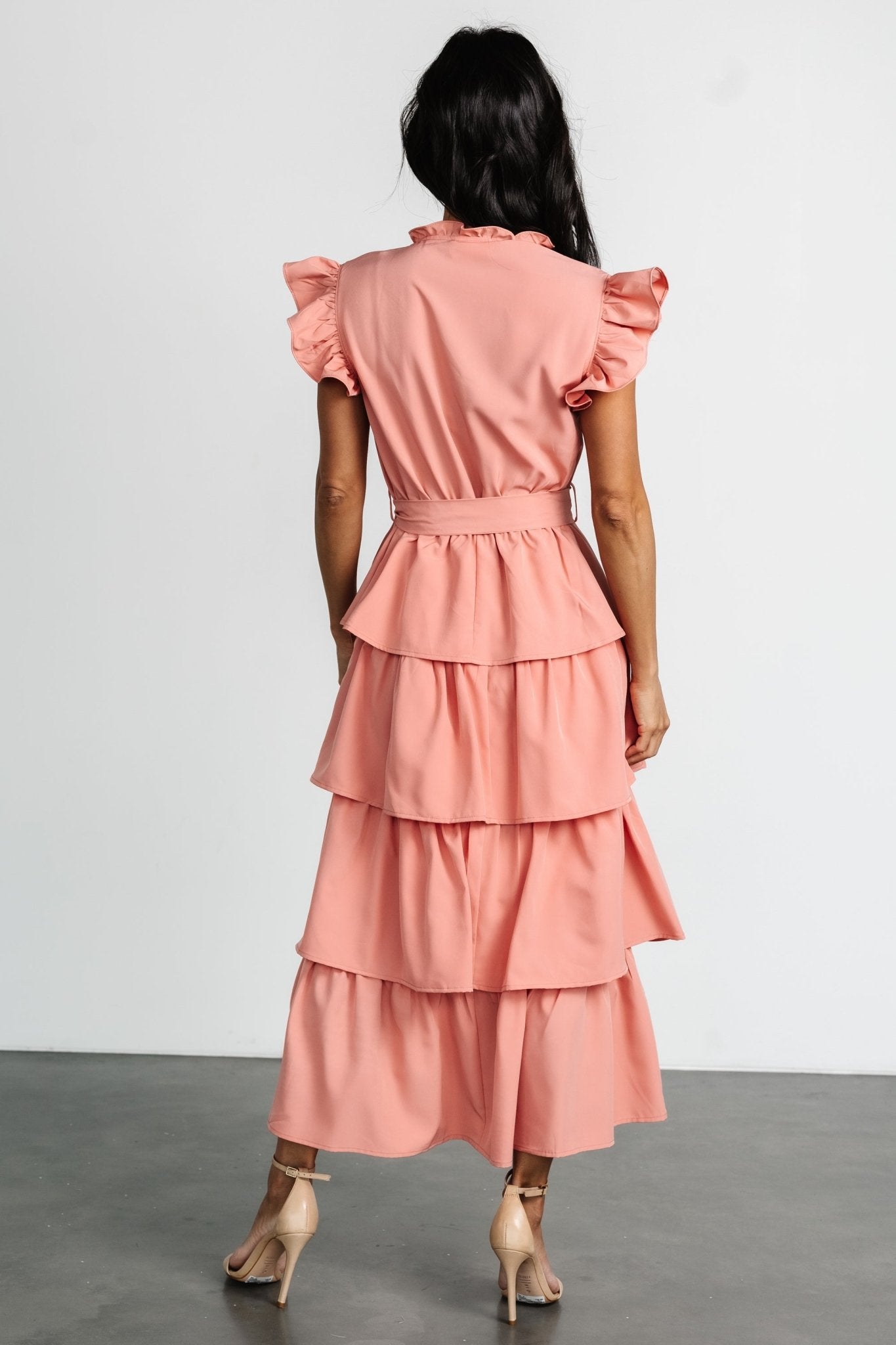 Chrysanthi Tiered Dress | Dusty Coral