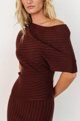 Clara Ribbed Sweater Dress | Mahogany Brown