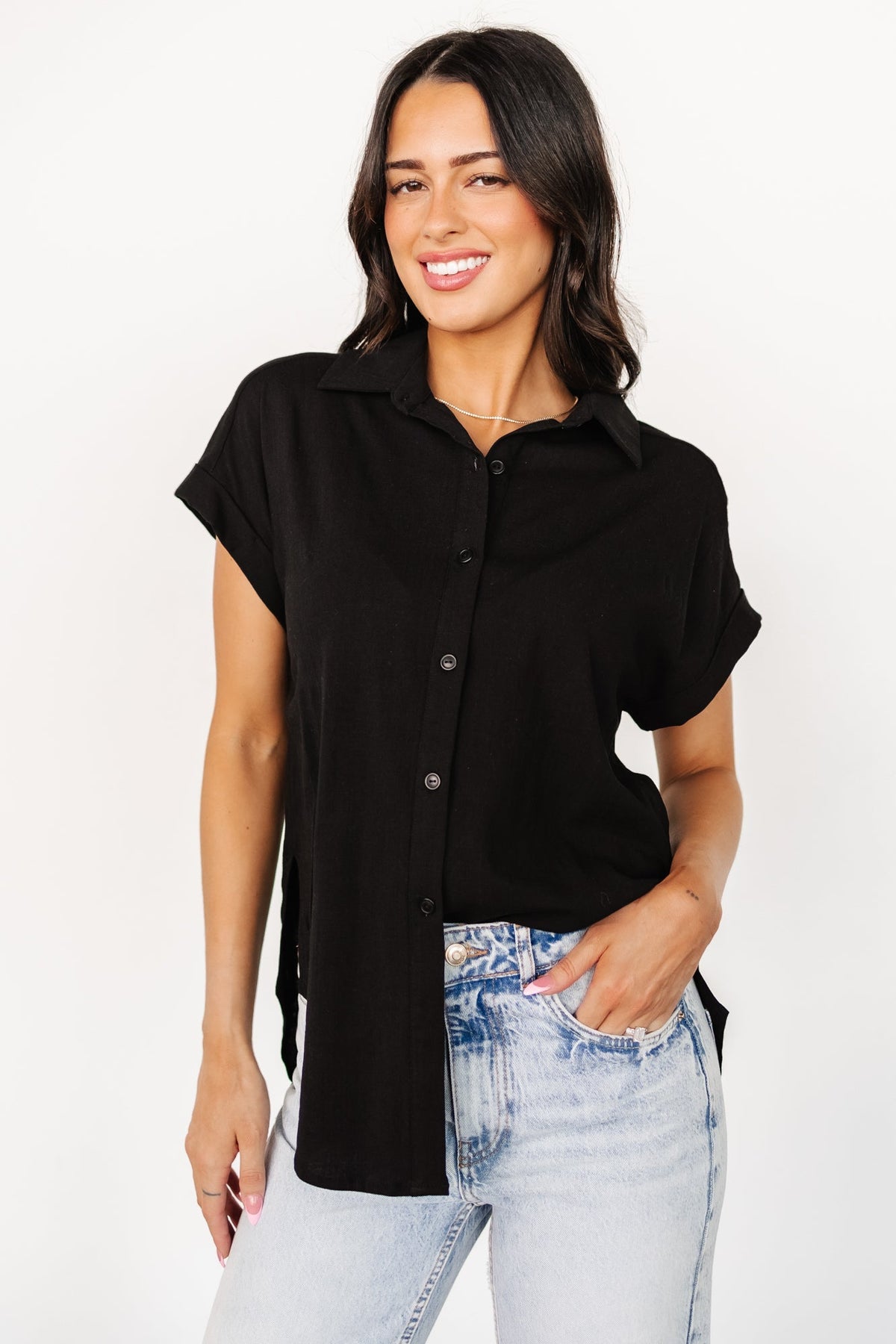 Clarke Button Up Top | Black