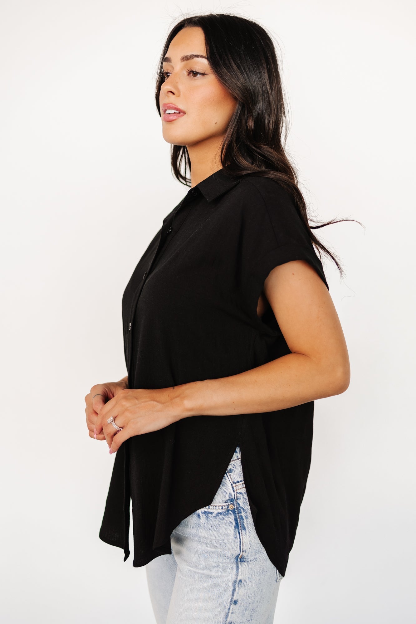 Clarke Button Up Top | Black