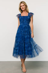 Clementine Tulle Midi Dress | Cobalt