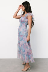 Clementine Tulle Midi Dress | Light Blue + Pink