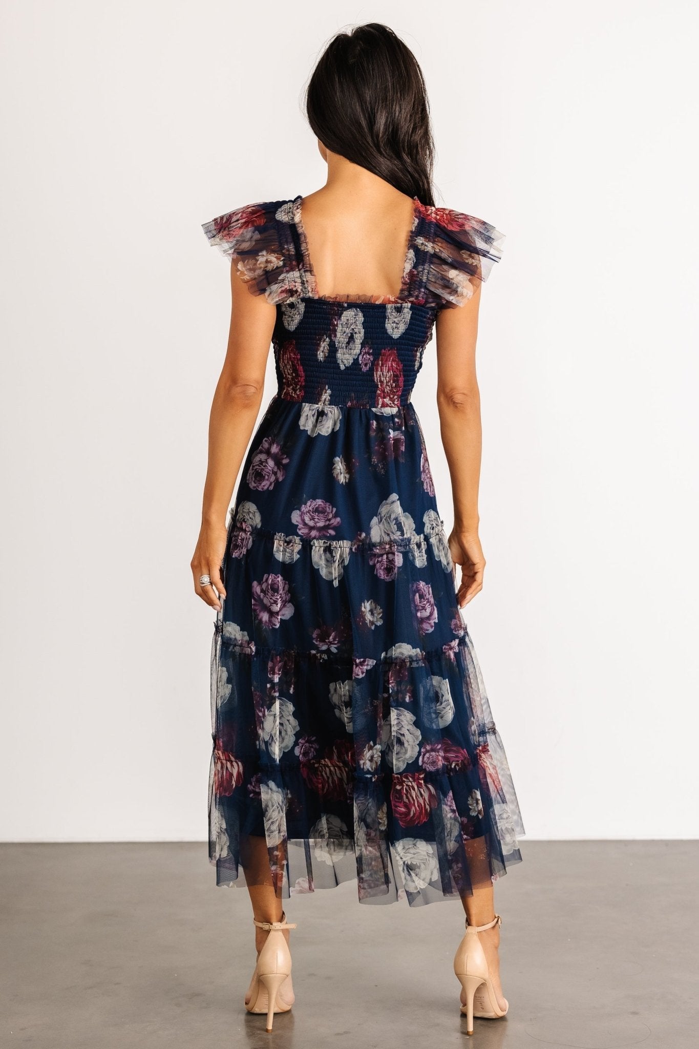 Clementine Tulle Midi Dress | Navy Floral
