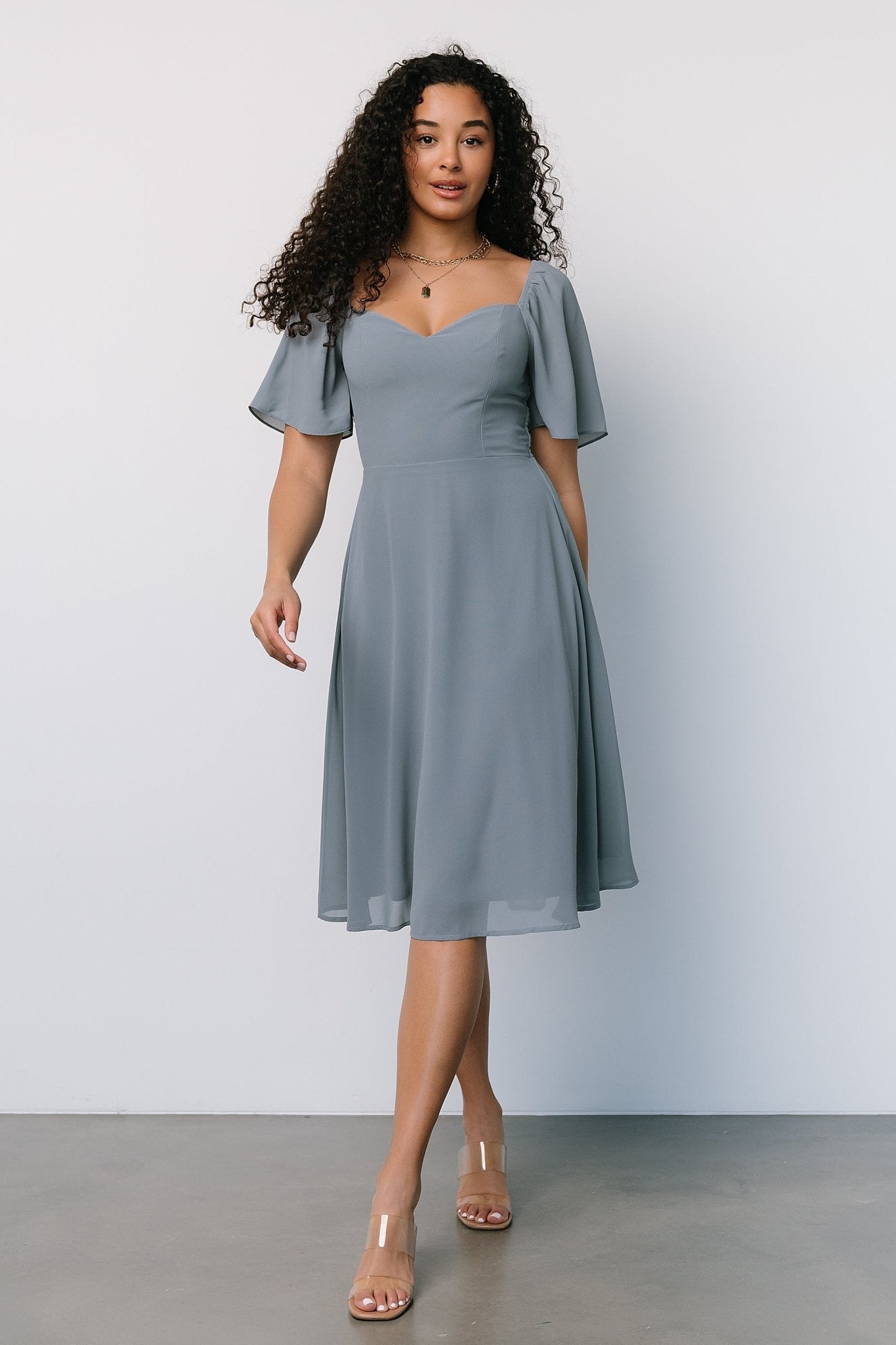 Colette Sweetheart Midi Dress | Dusty Blue
