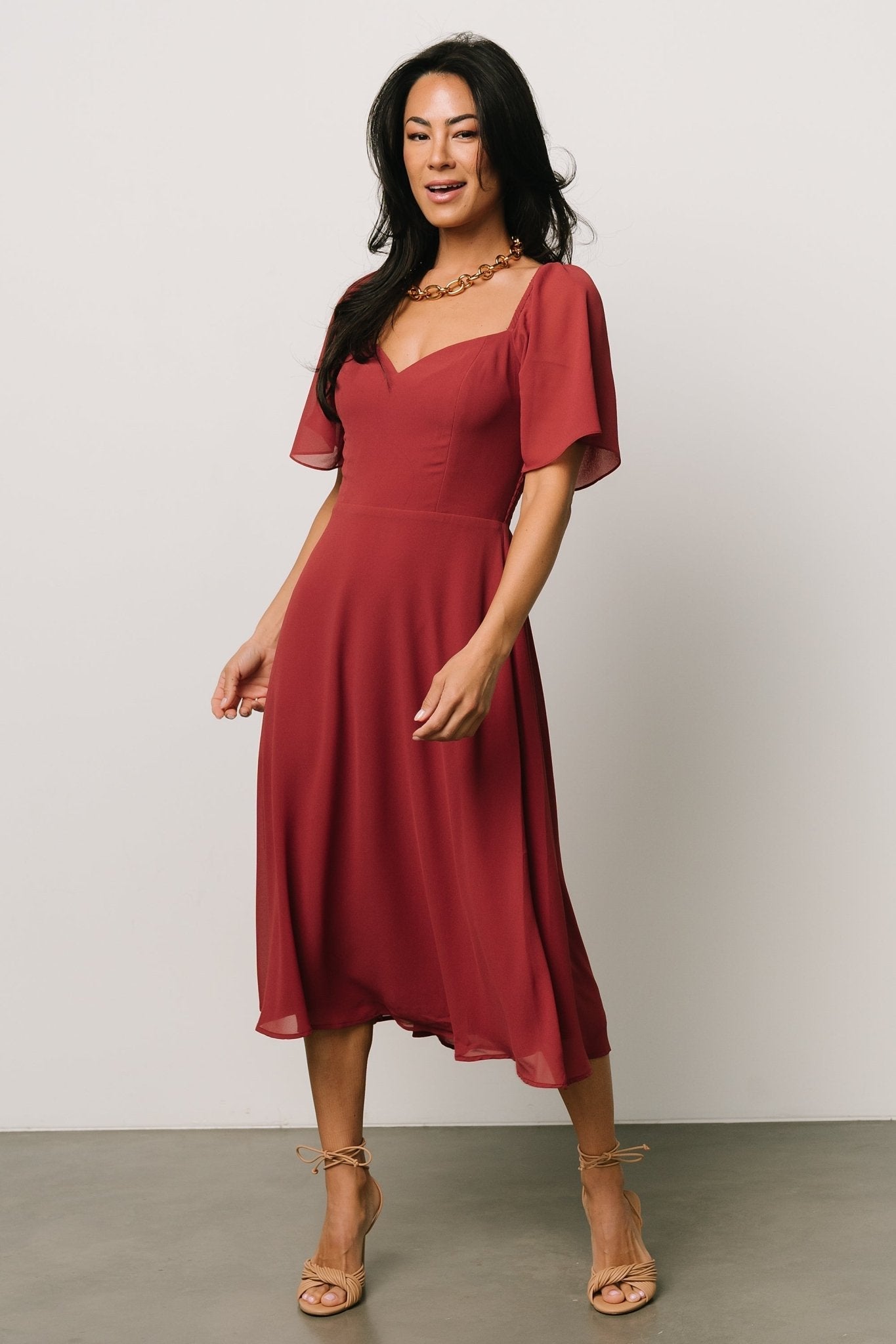 Colette Sweetheart Midi Dress | Terracotta