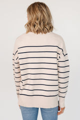 Colmar Striped Sweater | Cream + Navy