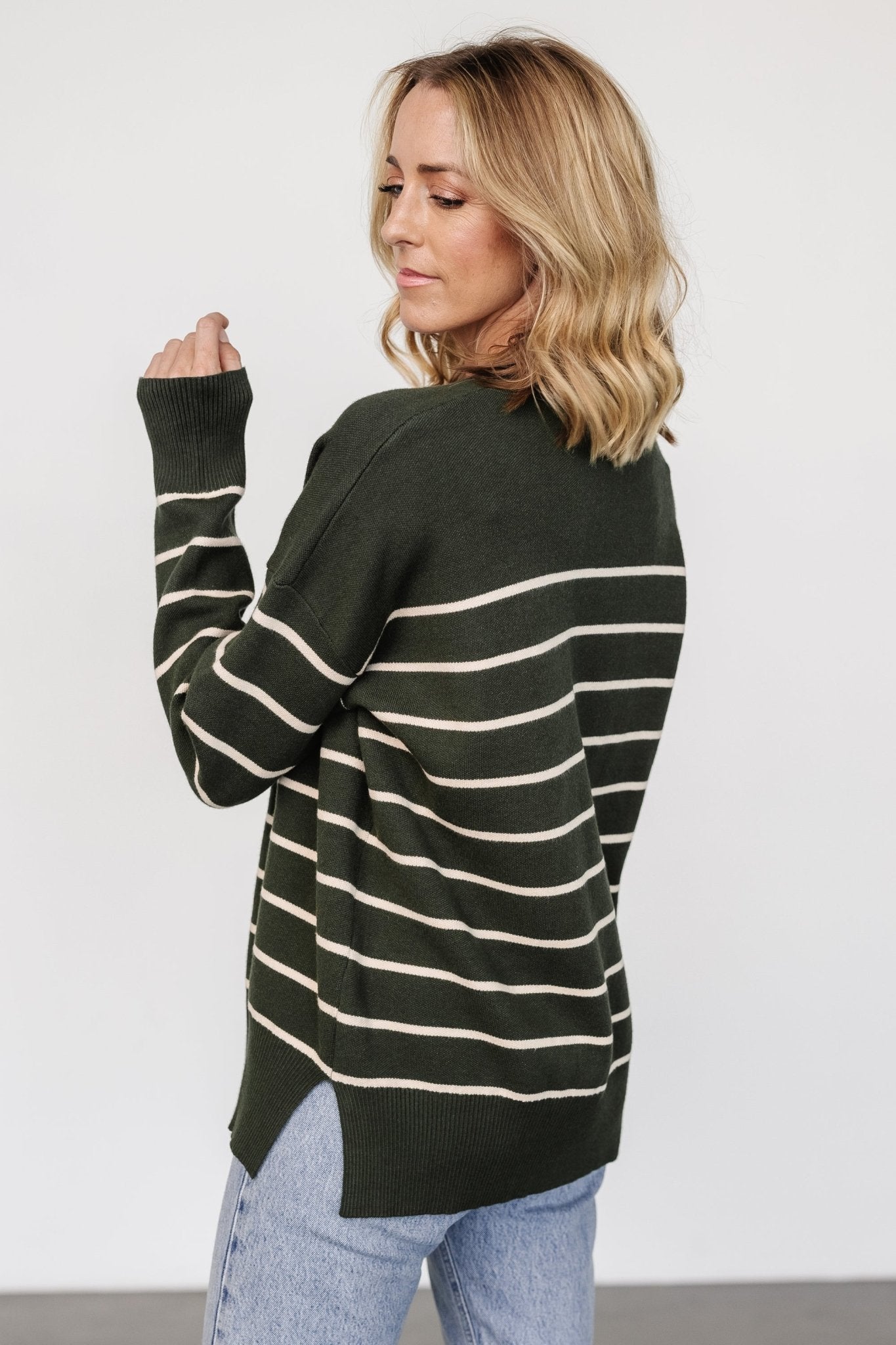 Colmar Striped Sweater | Pine + Cream