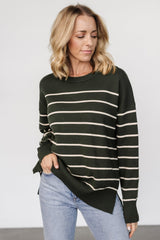 Colmar Striped Sweater | Pine + Cream