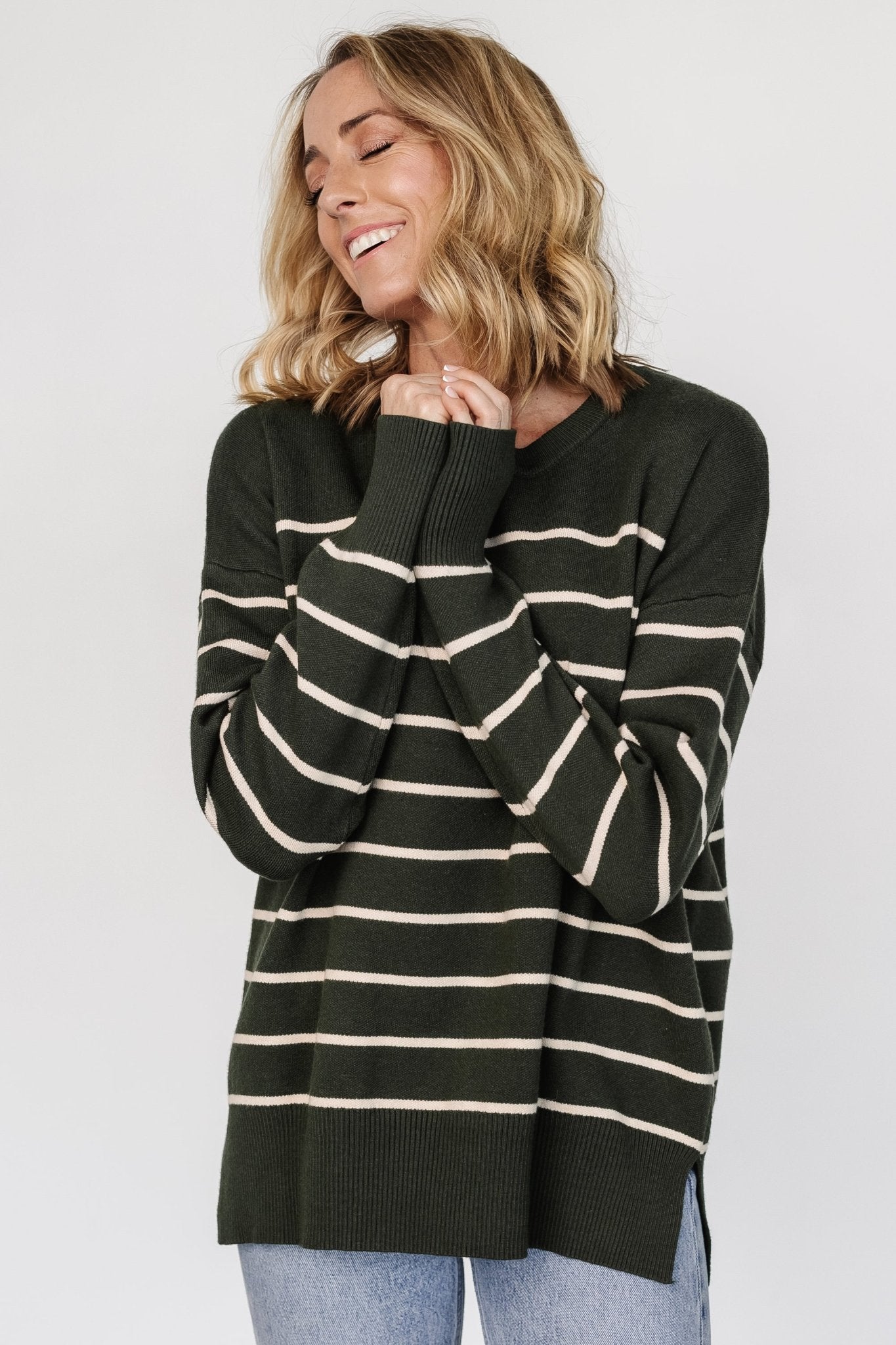 Colmar Striped Sweater | Pine + Cream