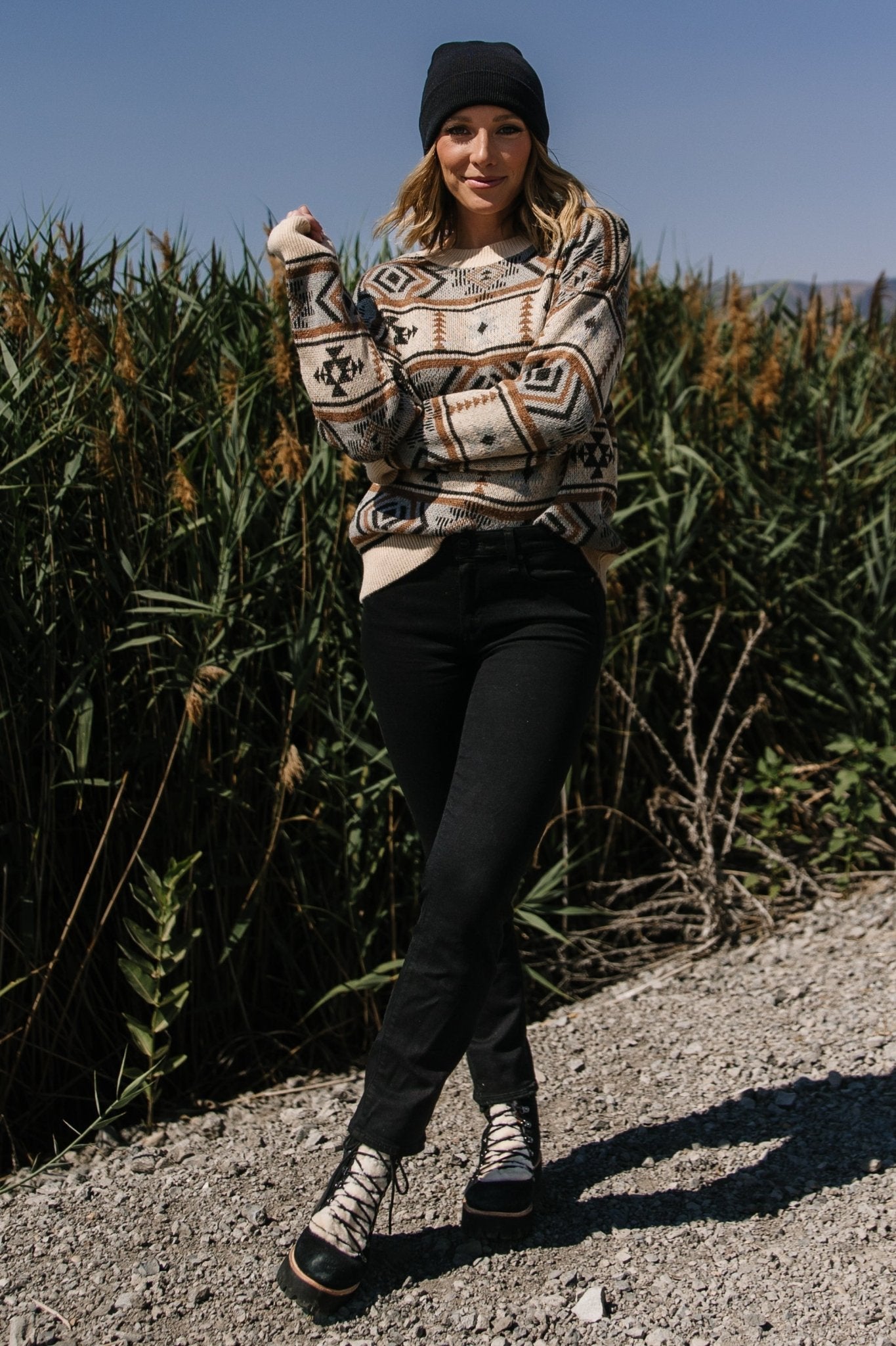 Conrad Knit Sweater | Tan Multi Print