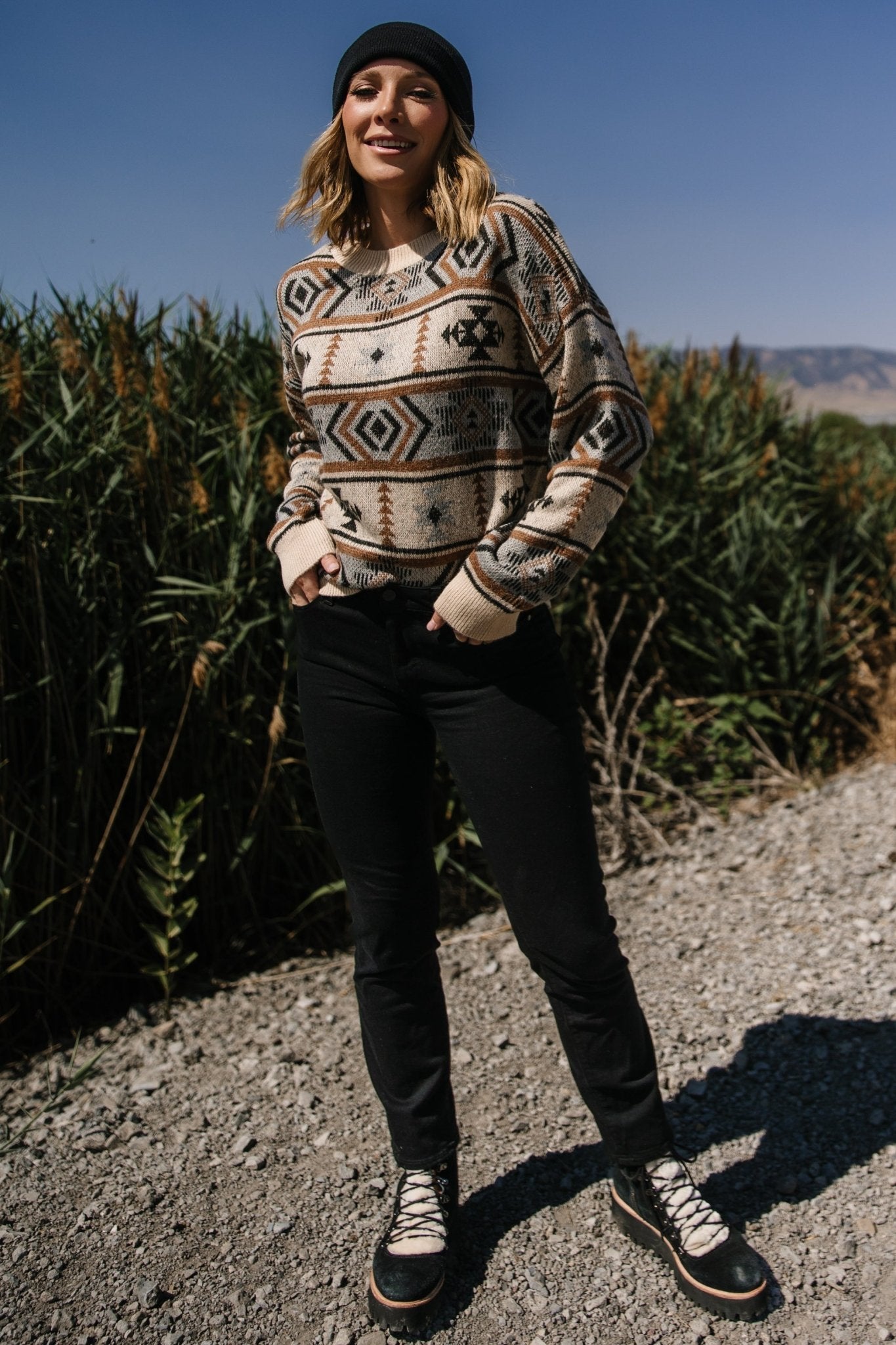 Conrad Knit Sweater | Tan Multi Print