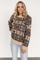 Conrad Knit Sweater | Tan Multi Print