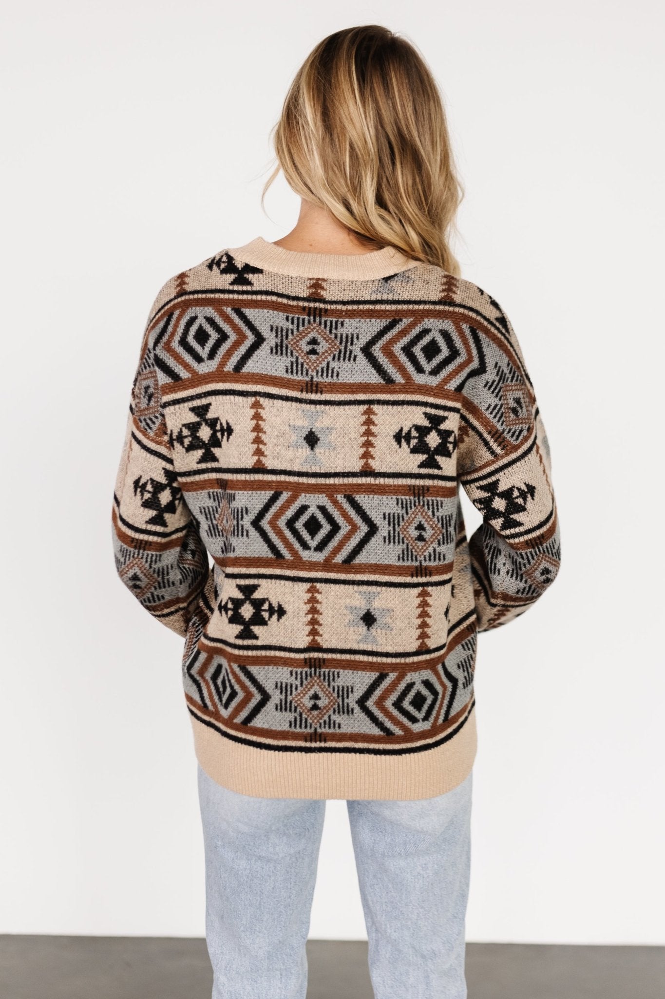 Conrad Knit Sweater | Tan Multi Print